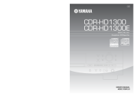 Yamaha CDRHD-1300 - Owners Manual